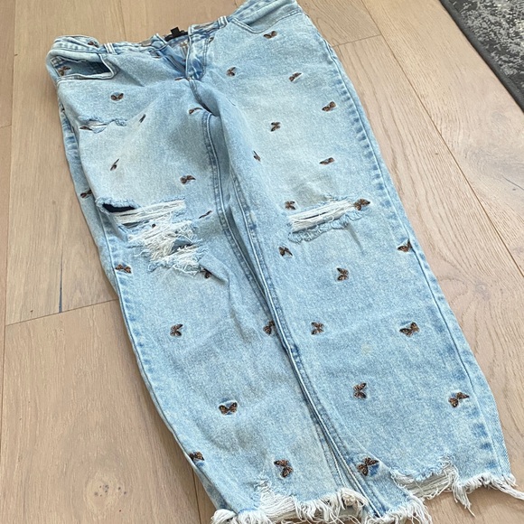 Material Girl Light Blue Butterfly Jeans - Picture 4 of 4